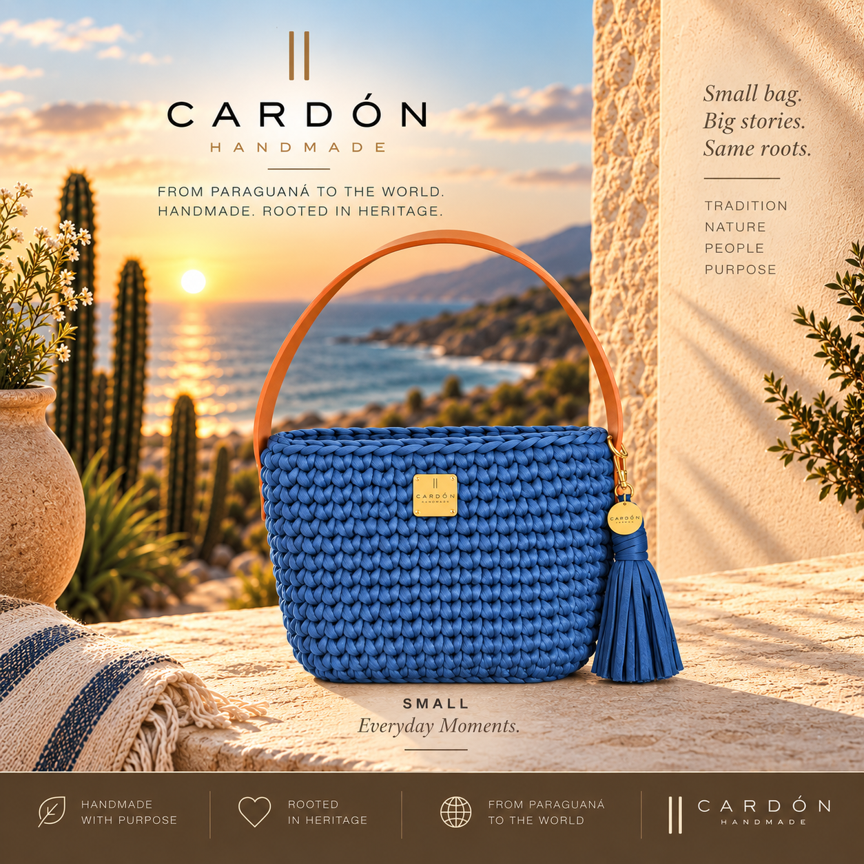 CARDÓN Blue Small Handcrafted Bag