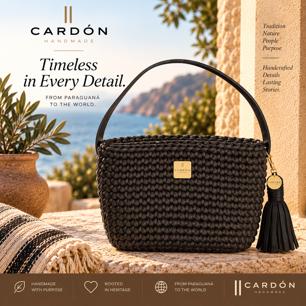 Tote Black Single Handle Small