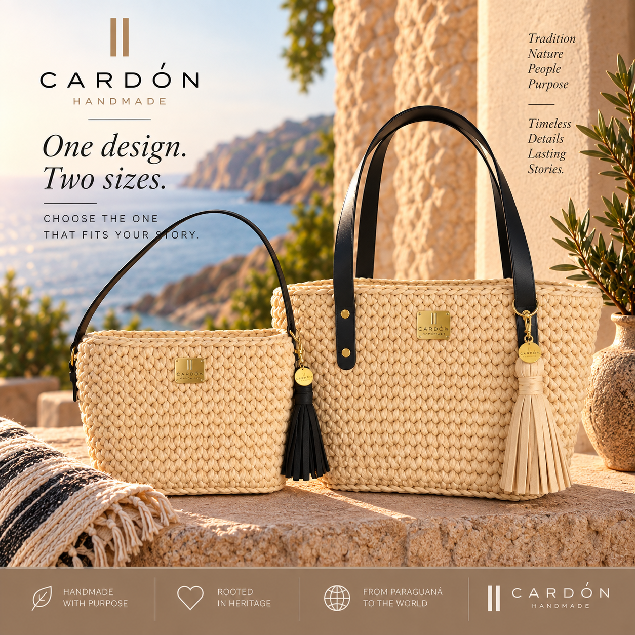 Tote Champaign Black Handle Medium