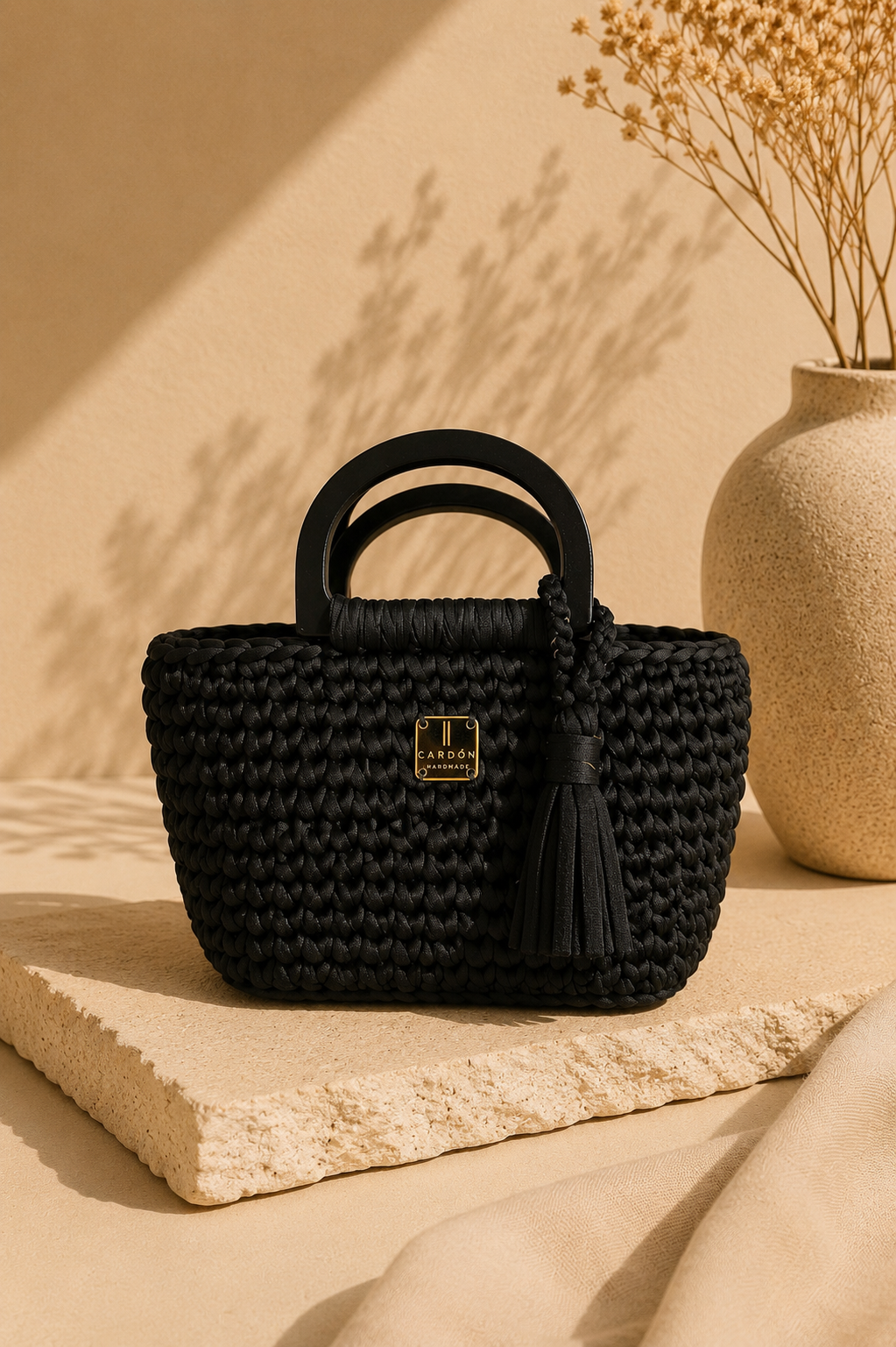 Tote Black Wood Handles Small