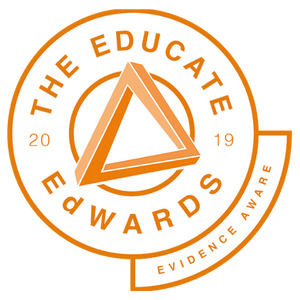 The Educate Awards', 'Evidence Aware', and the year 2019.