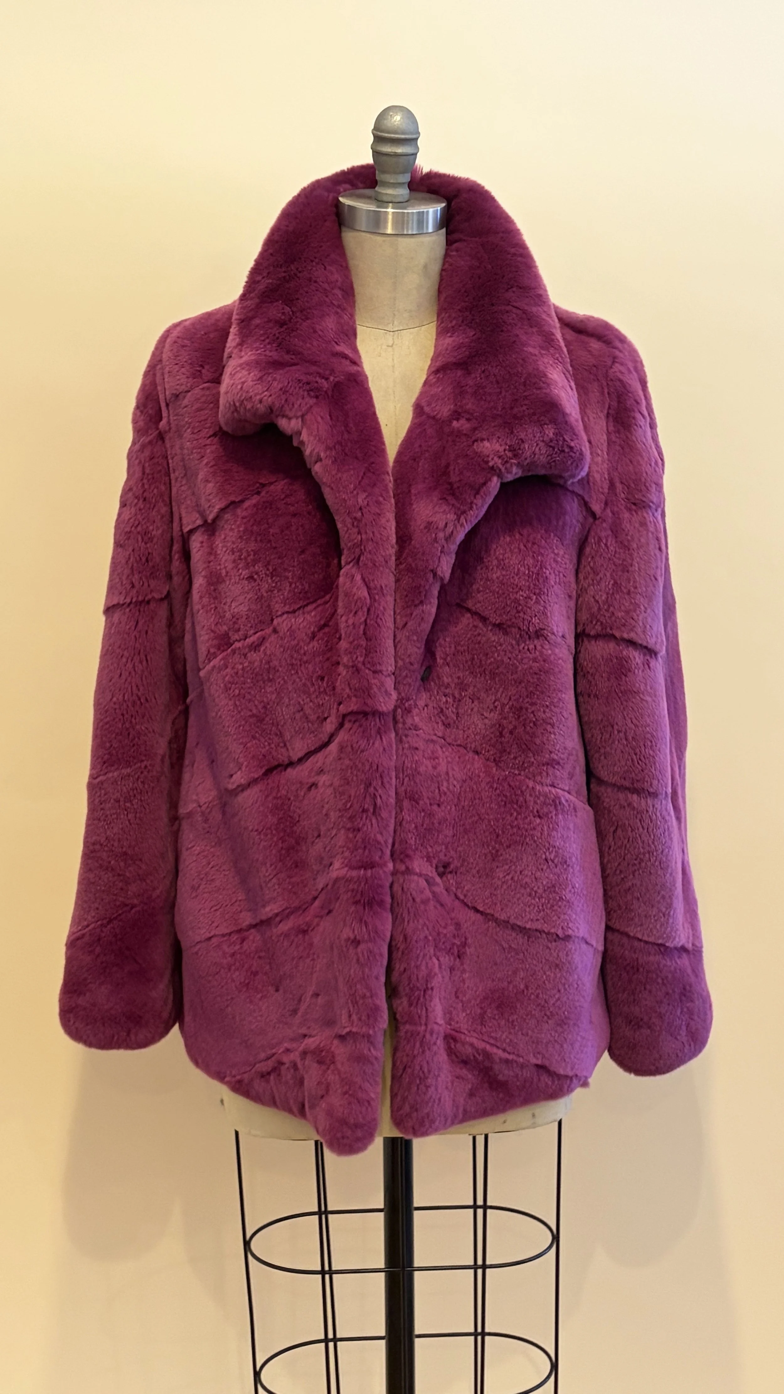 burgundy red fur coat