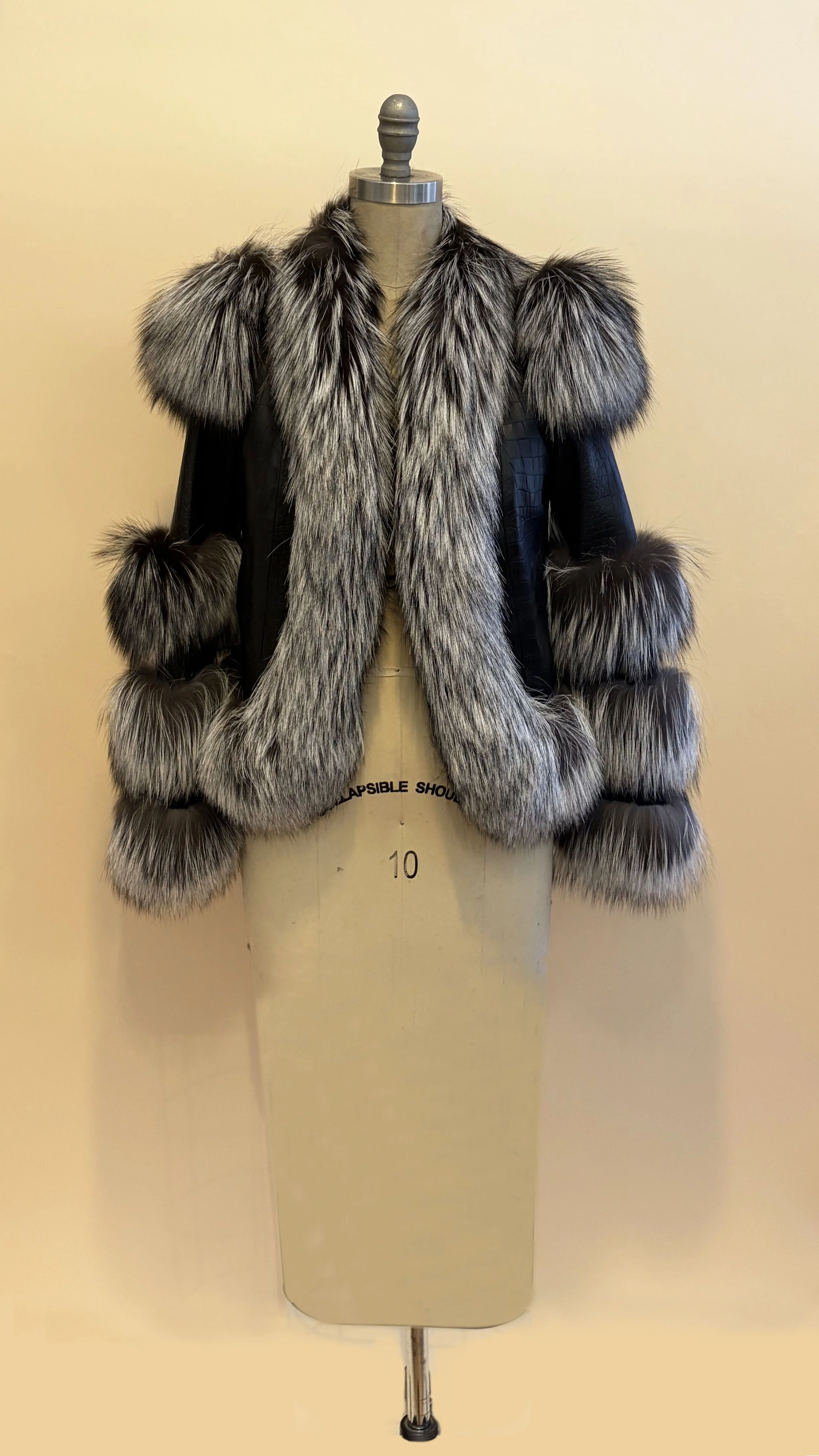 black coat on stand, front