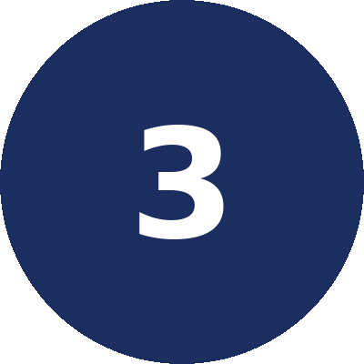 White number 3 centered in a dark blue circle