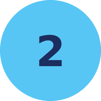 Blue circle with the number 2 in dark blue