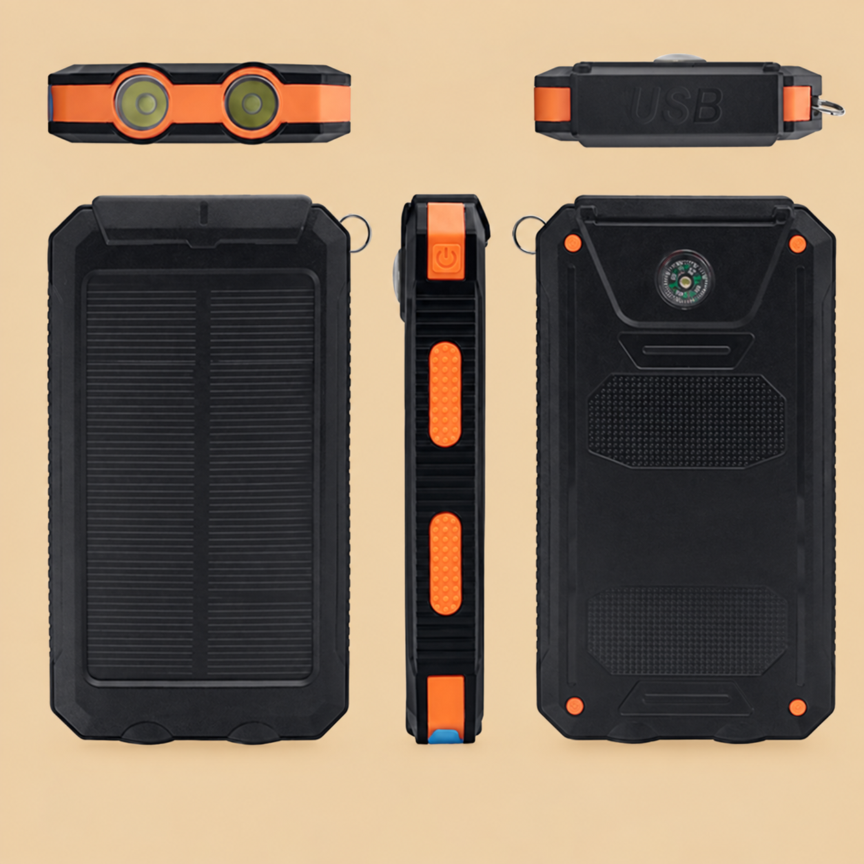 Waterproof Solar Power Bank w/ Flashlight