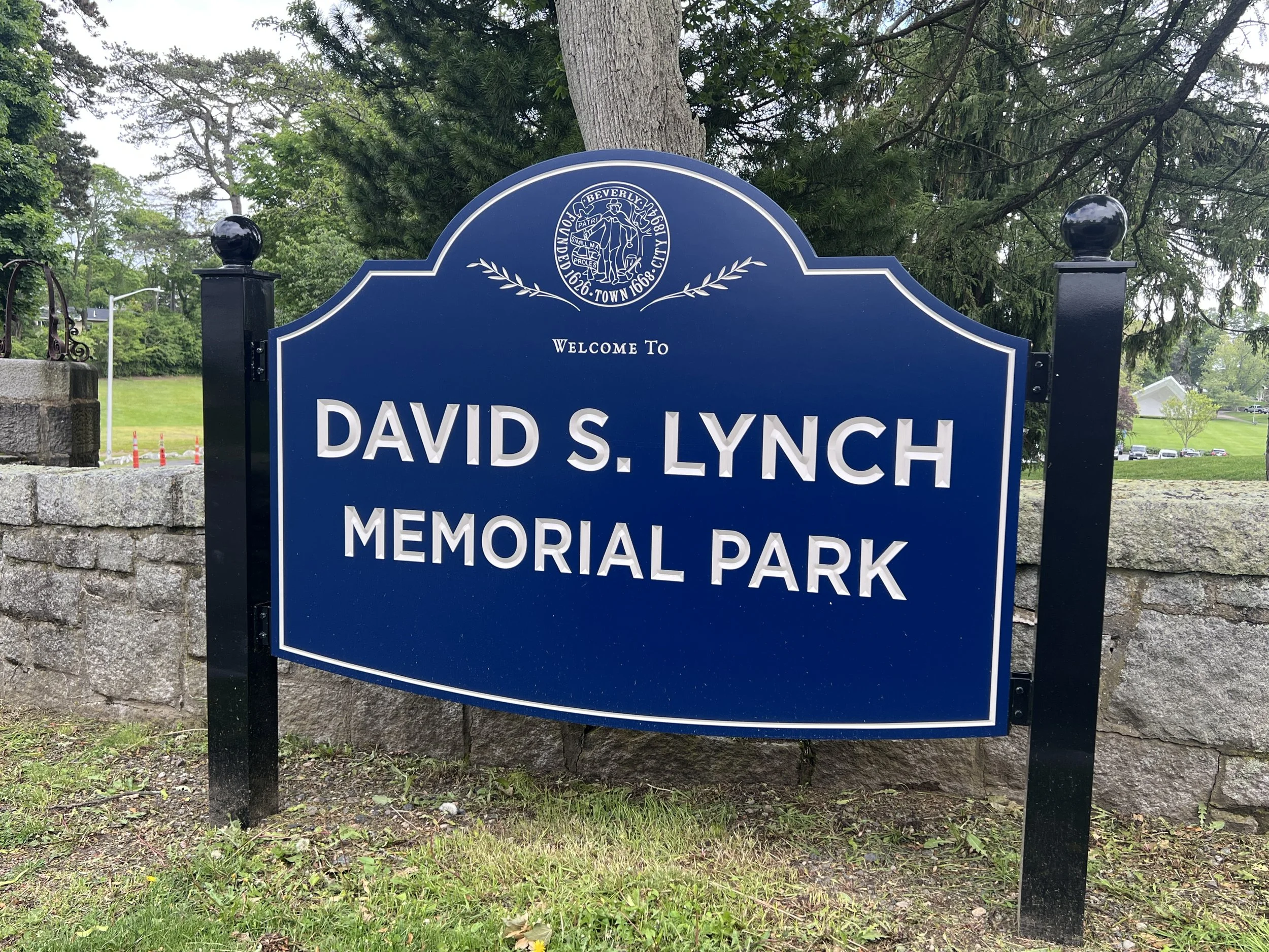 Welcome to David S. Lynch Memorial Park sign in Beverly, Massachusetts