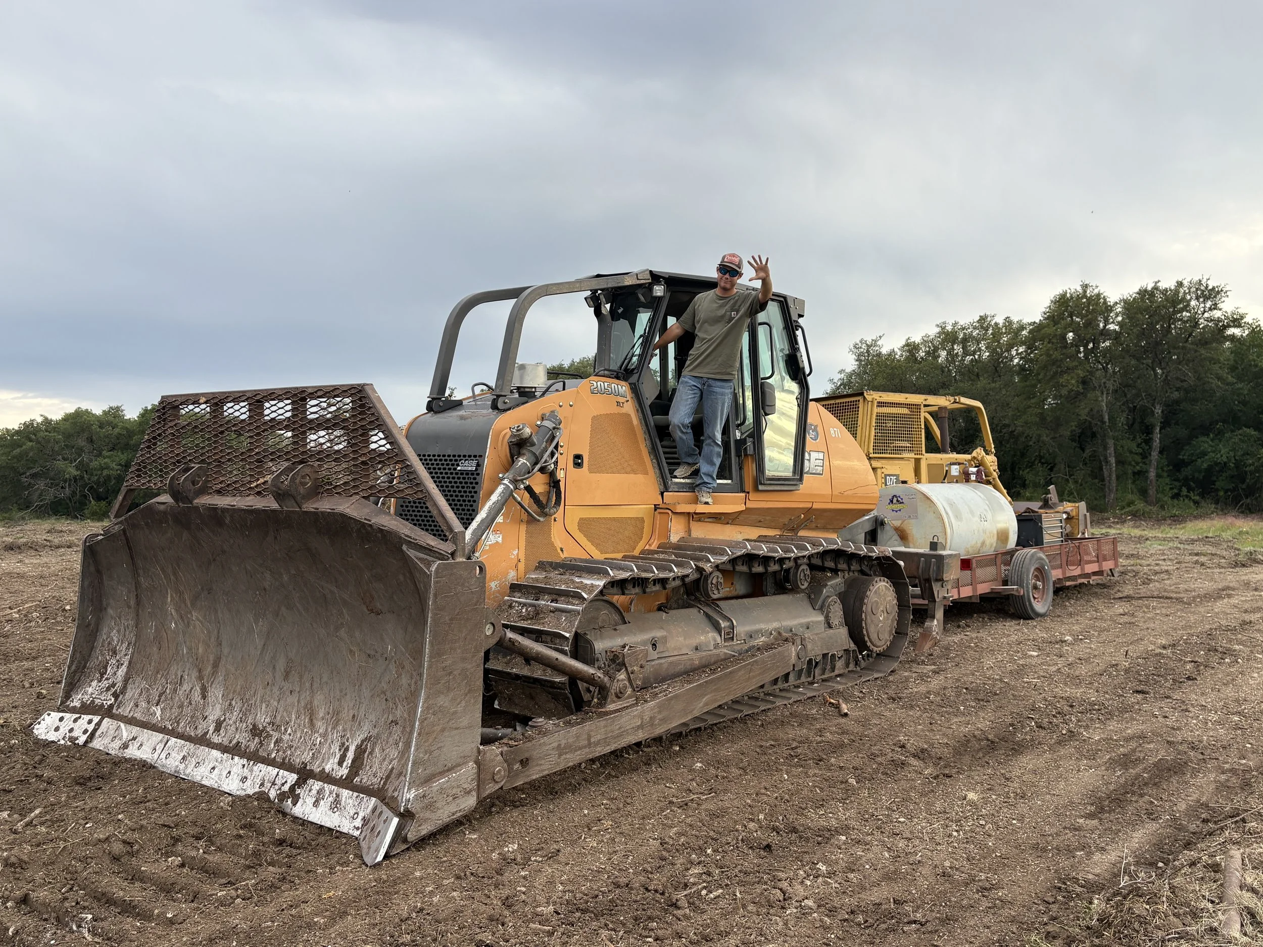 Case Koether clearing land with a dozer in Central Texas