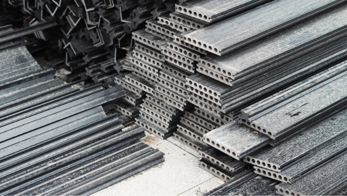 Construction materials staged for delivery at a public works project