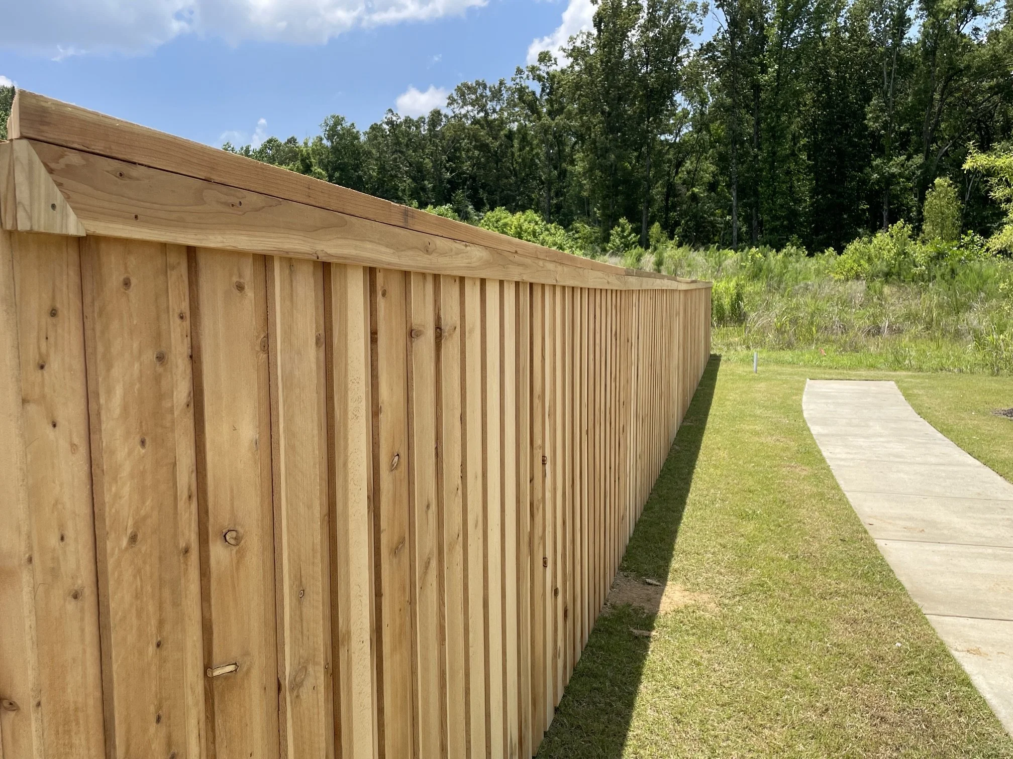 Cedar board on board fence with trim and cap, Memphis Tn.