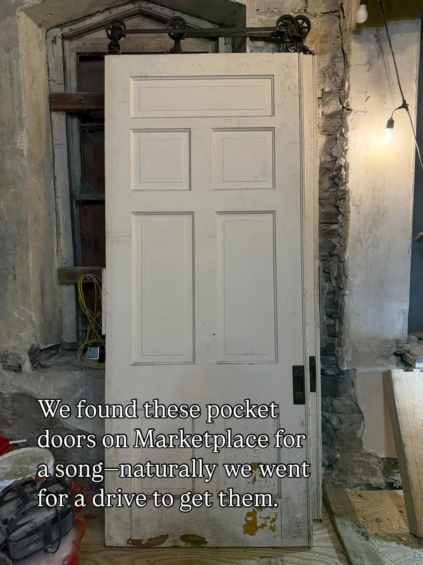 Measuring 40&rdquo; x 96&rdquo;h, these beauties will separate the front parlor from the kitchen. 

We don&rsquo;t know much about the original interior, because we started with a blank slate, but we&rsquo;re working to incorporate salvaged materials