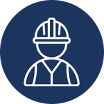 Icon of a construction worker wearing a hard hat