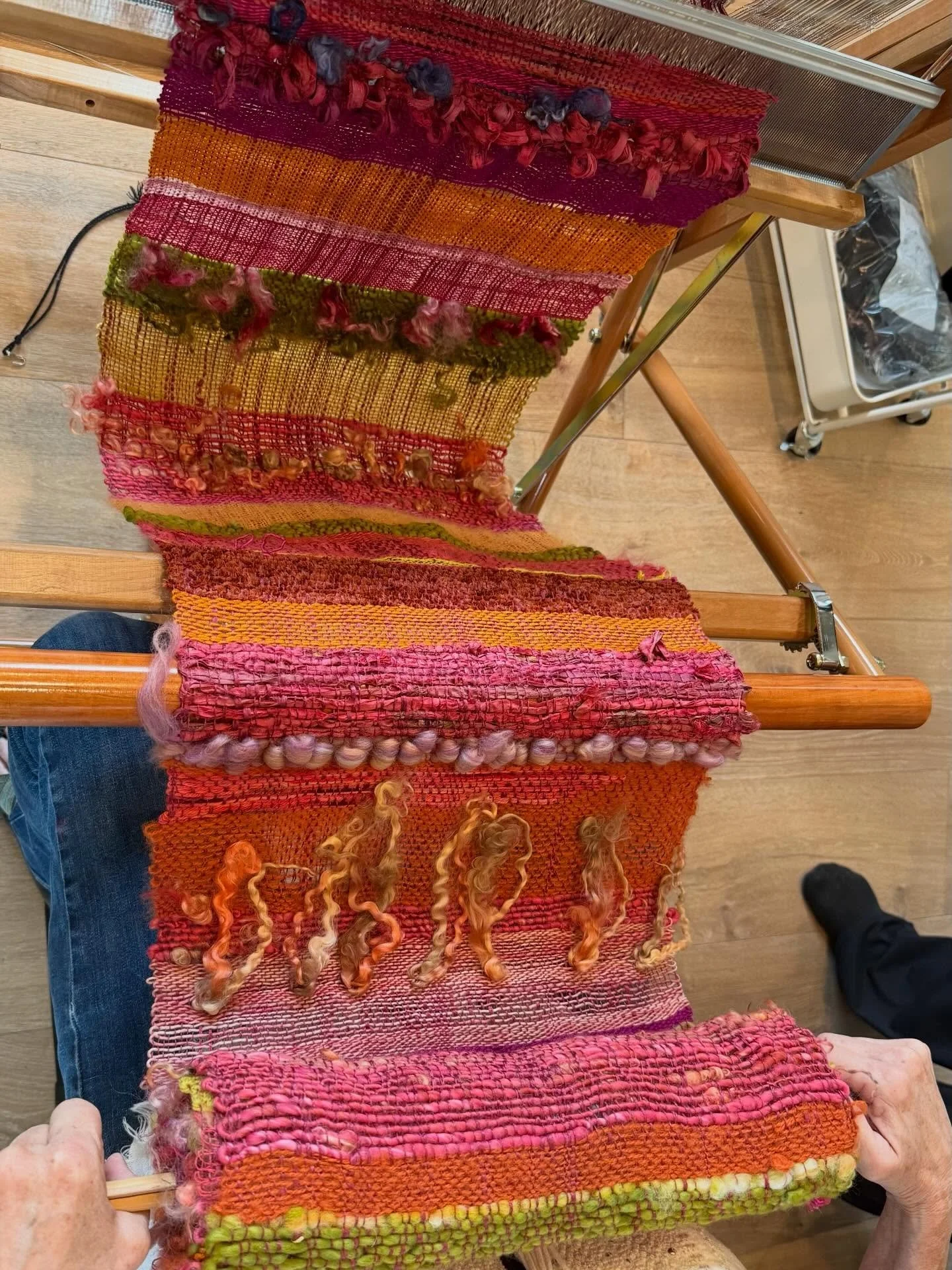 Bethany&rsquo;s beautiful work!  Love the texture variations!  #saoriweaving