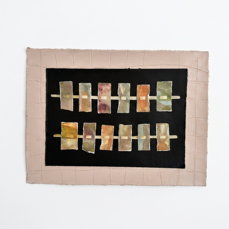 Suture,
mixed media on paper,
9.5 x 12.5  in,
2026