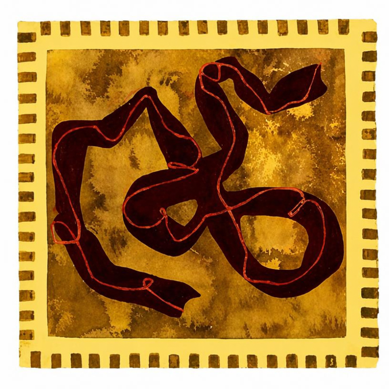 Ribbon 3,
Mixed media on paper,
9 x 9 in,
2026