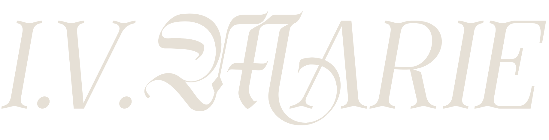 Stylized text that reads 'I.V. MARIE' in a decorative font.