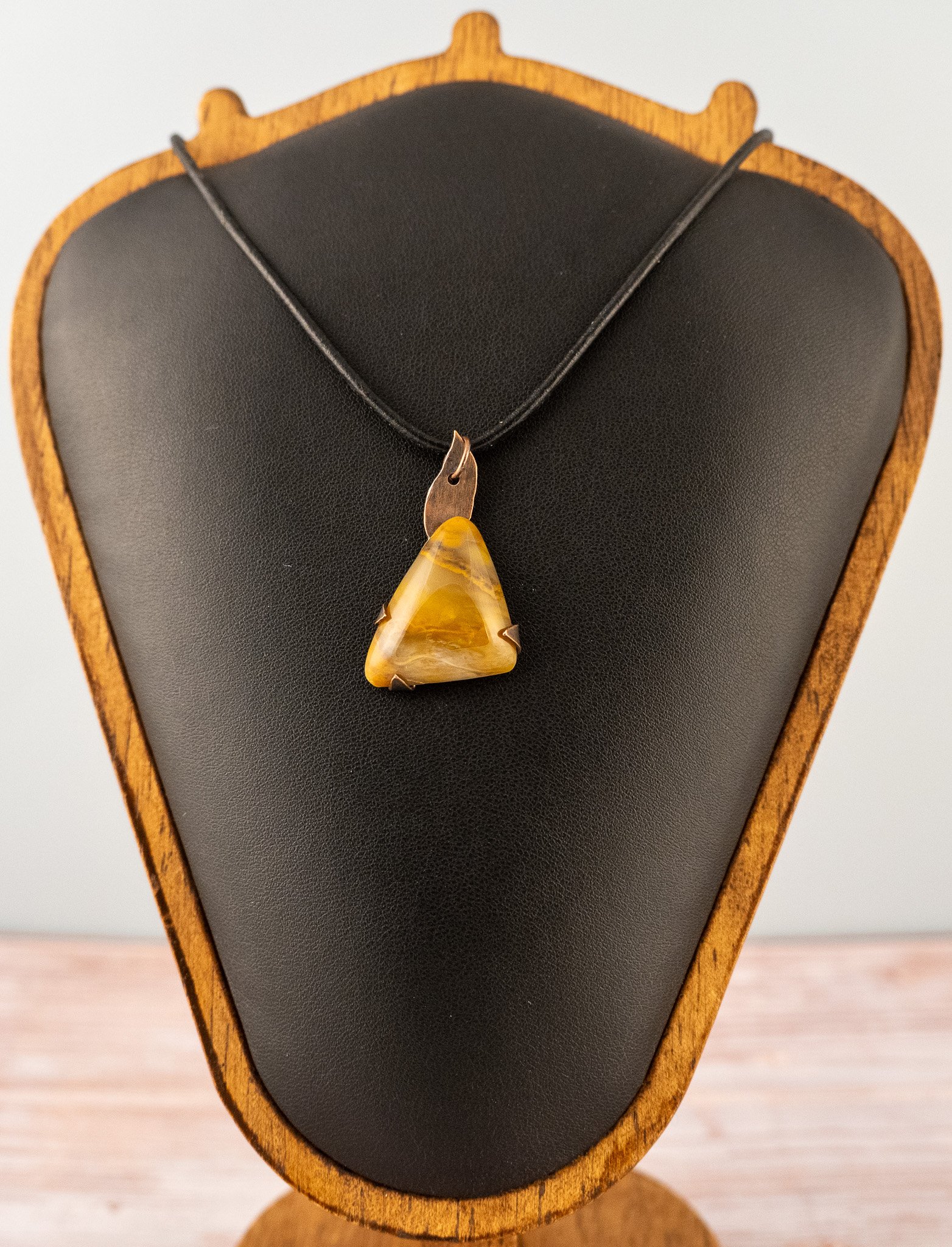 Polka Dot Agate Oxidized Copper Pendant