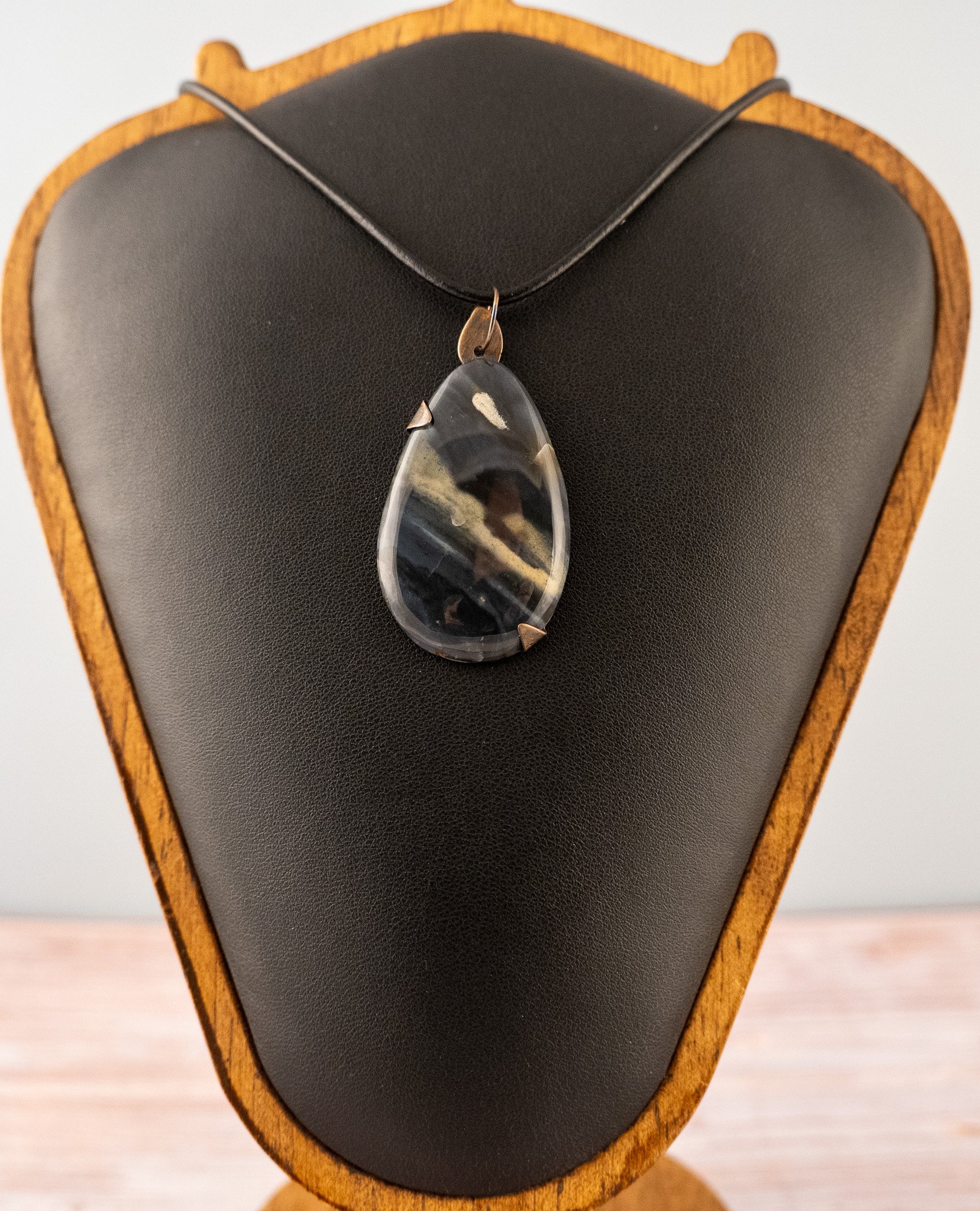 Large Tahoma Agate Oxidized Copper Pendant