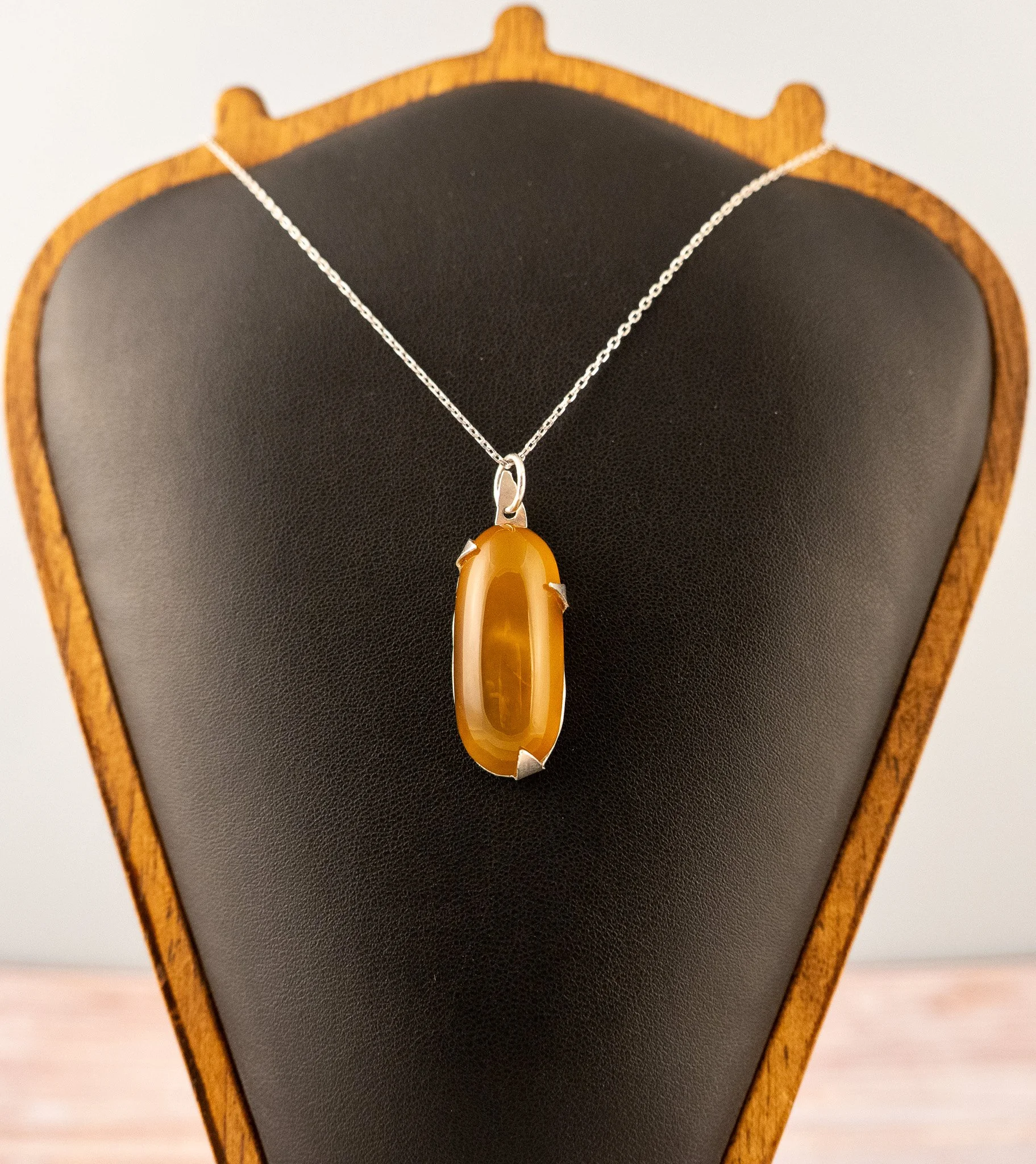 Carnelian Agate Sterling Silver Pendant