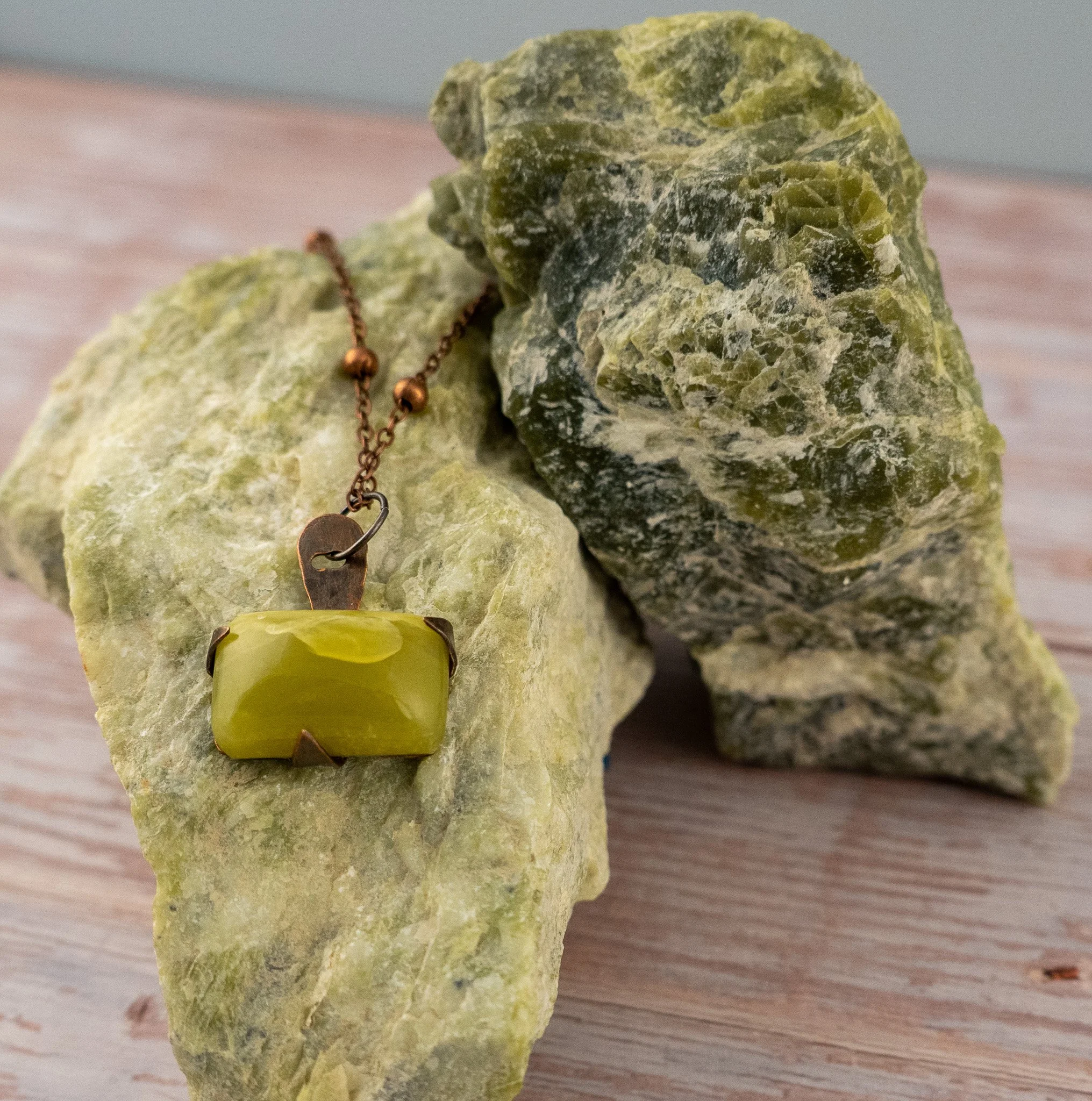 Noble Serpentine Oxidized Copper Pendant