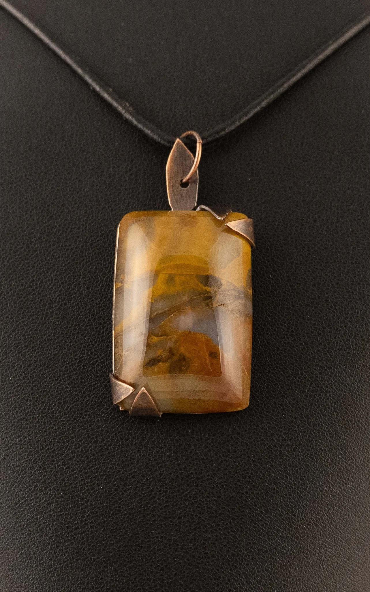 Polka Dot Agate Oxidized Copper Pendant