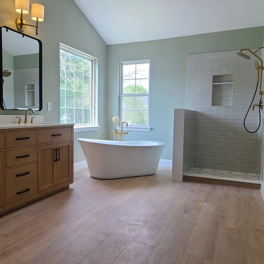 Bathroom remodel with walk-in tile shower in Ocean County NJ