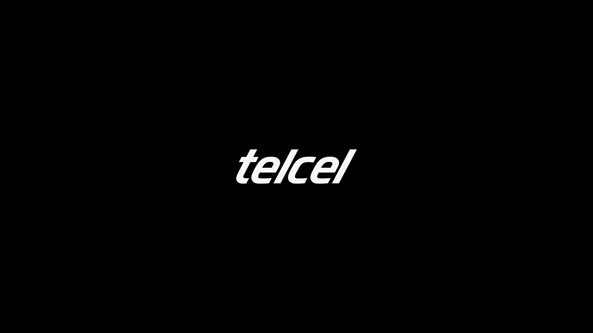 Fondo negro con el logo de Telcel en el centro, en color blanco y en letra cursiva
