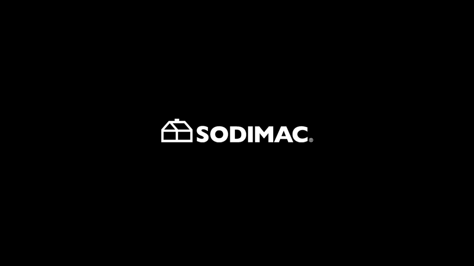 Logo de Sodimac con icono de una casa y fondo negro.