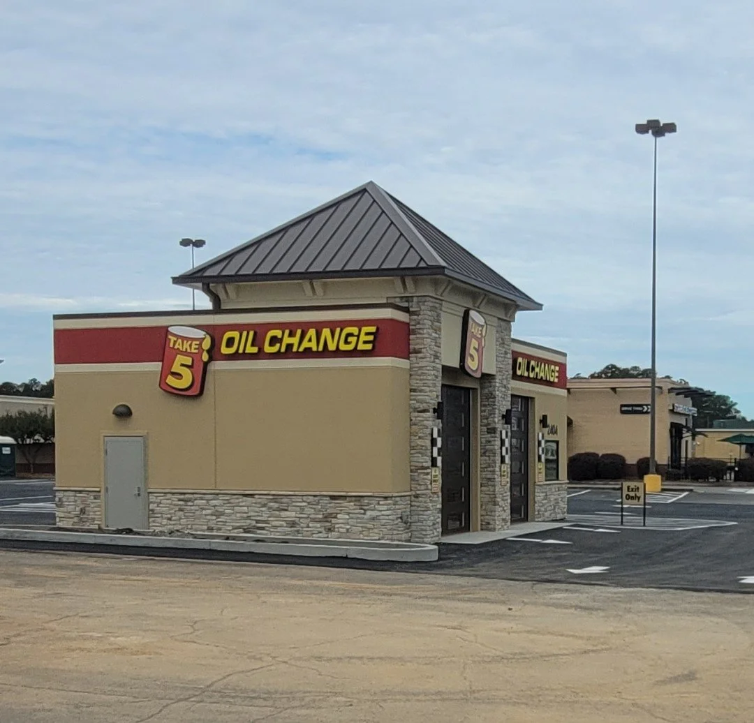 'Take 5 Oil Change' Channel Set Face lit Signage Created by Custom Graphics Georgia North Metro Atlanta Sign Installation and Service 
