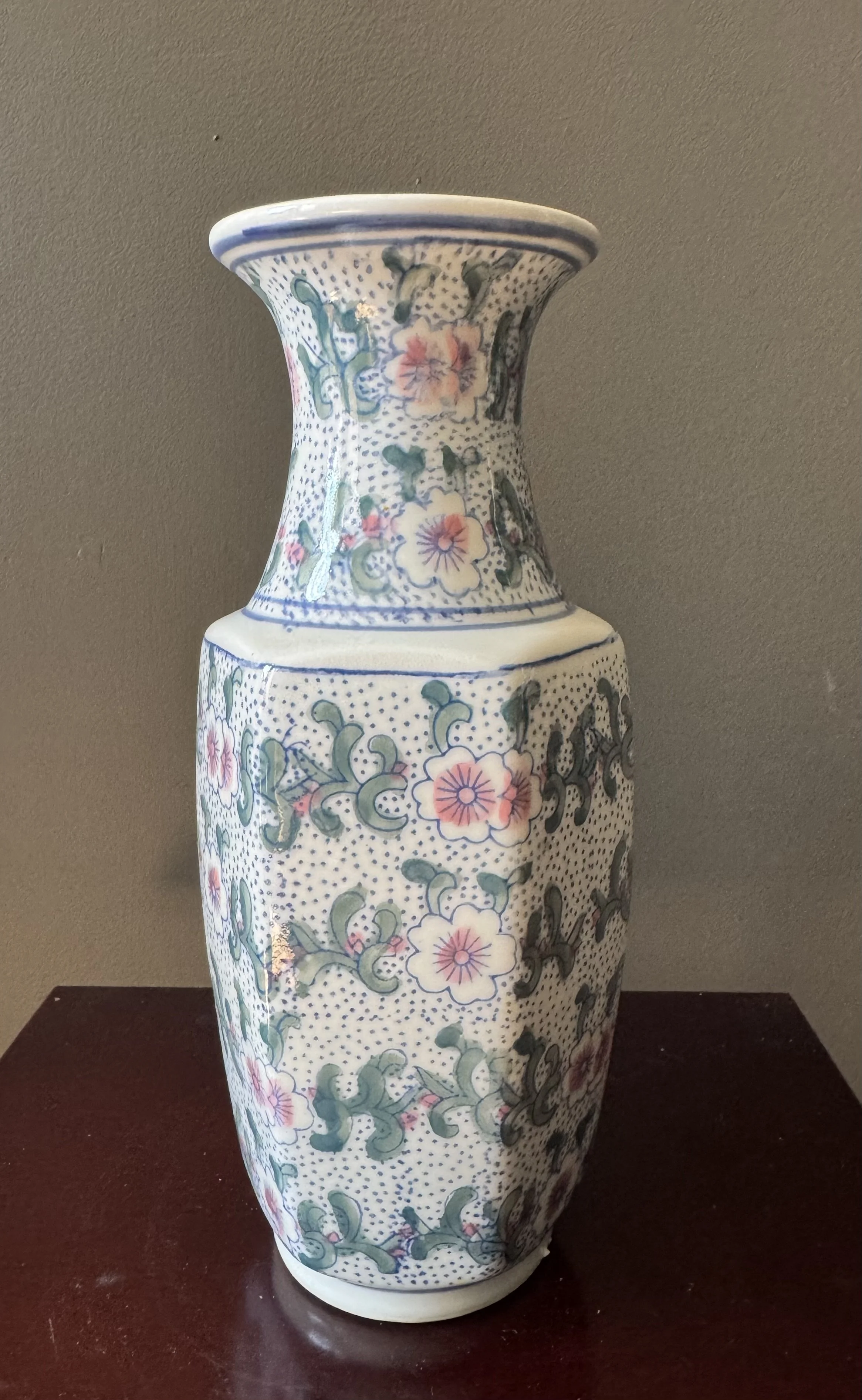 Vintage Cherry Blossom Porcelain Vase