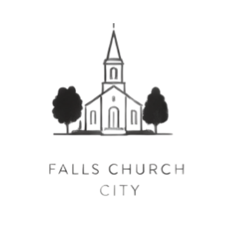 Logo of Faith Church featuring a line drawing of a church building with trees on either side