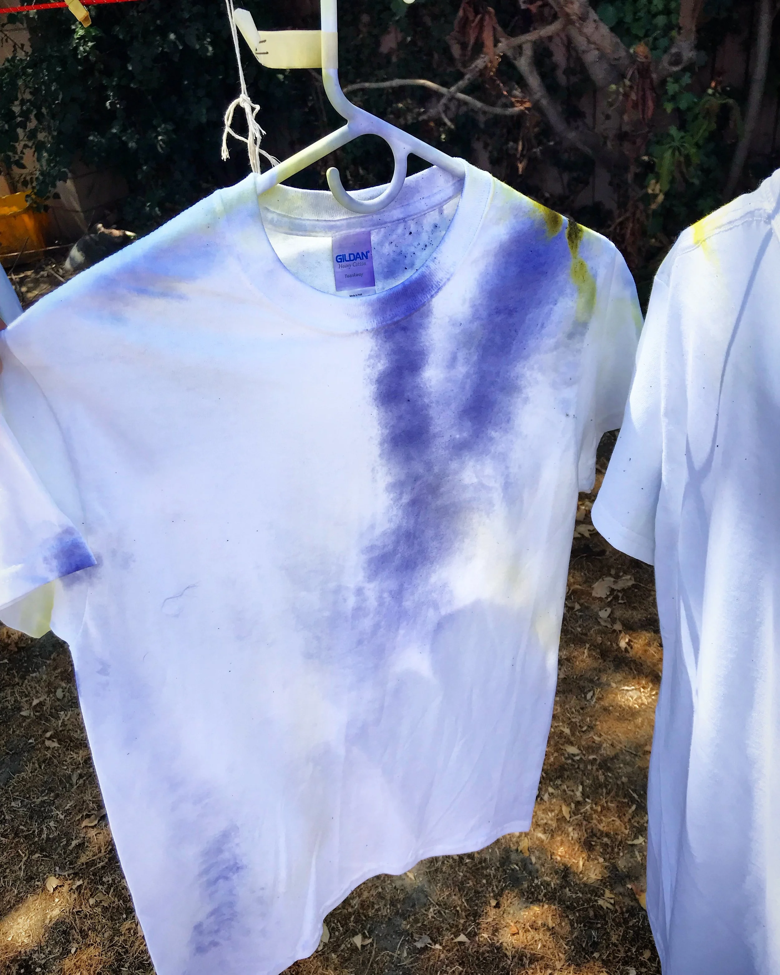 raw pigment on white t shirt
