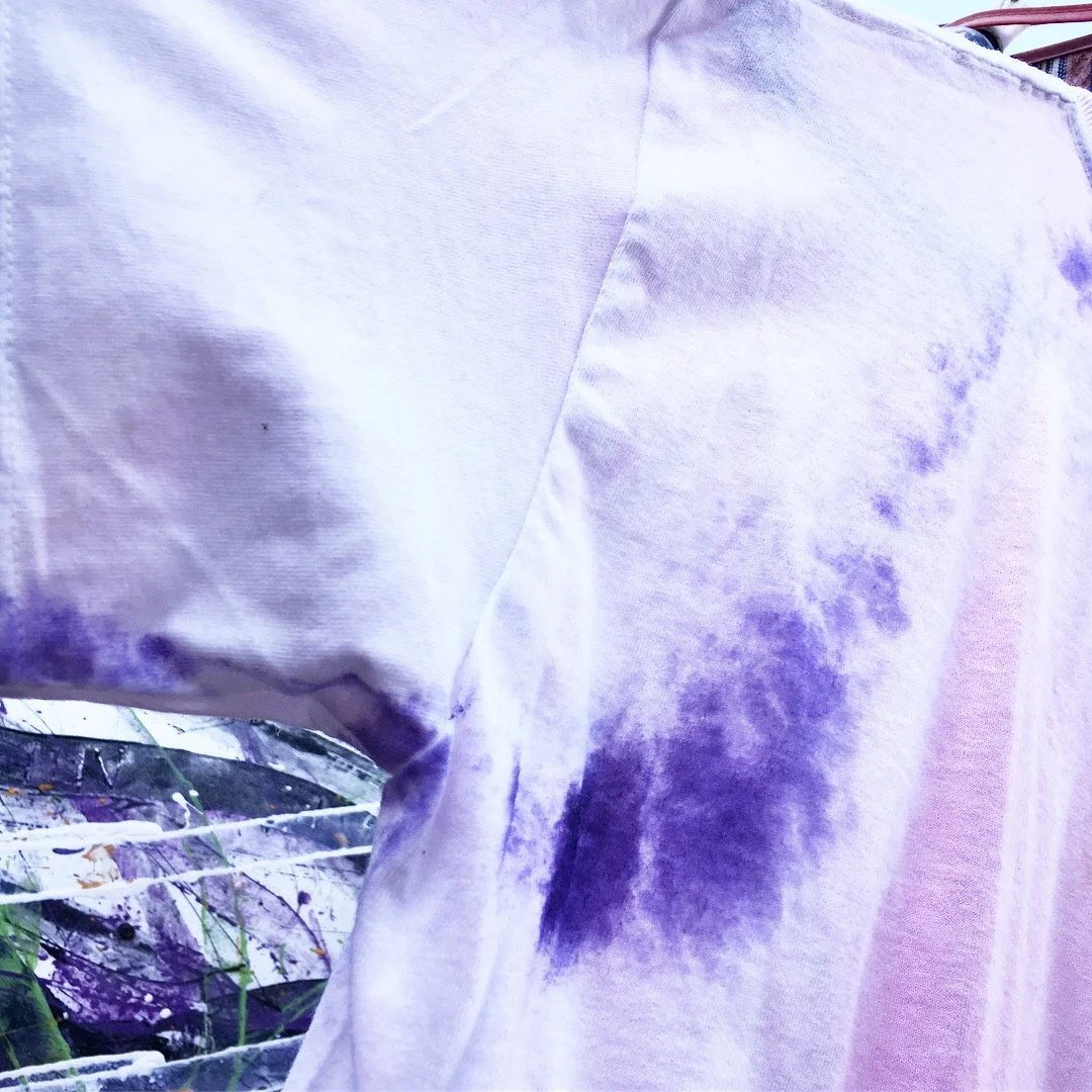 raw pigment on white t shirt
