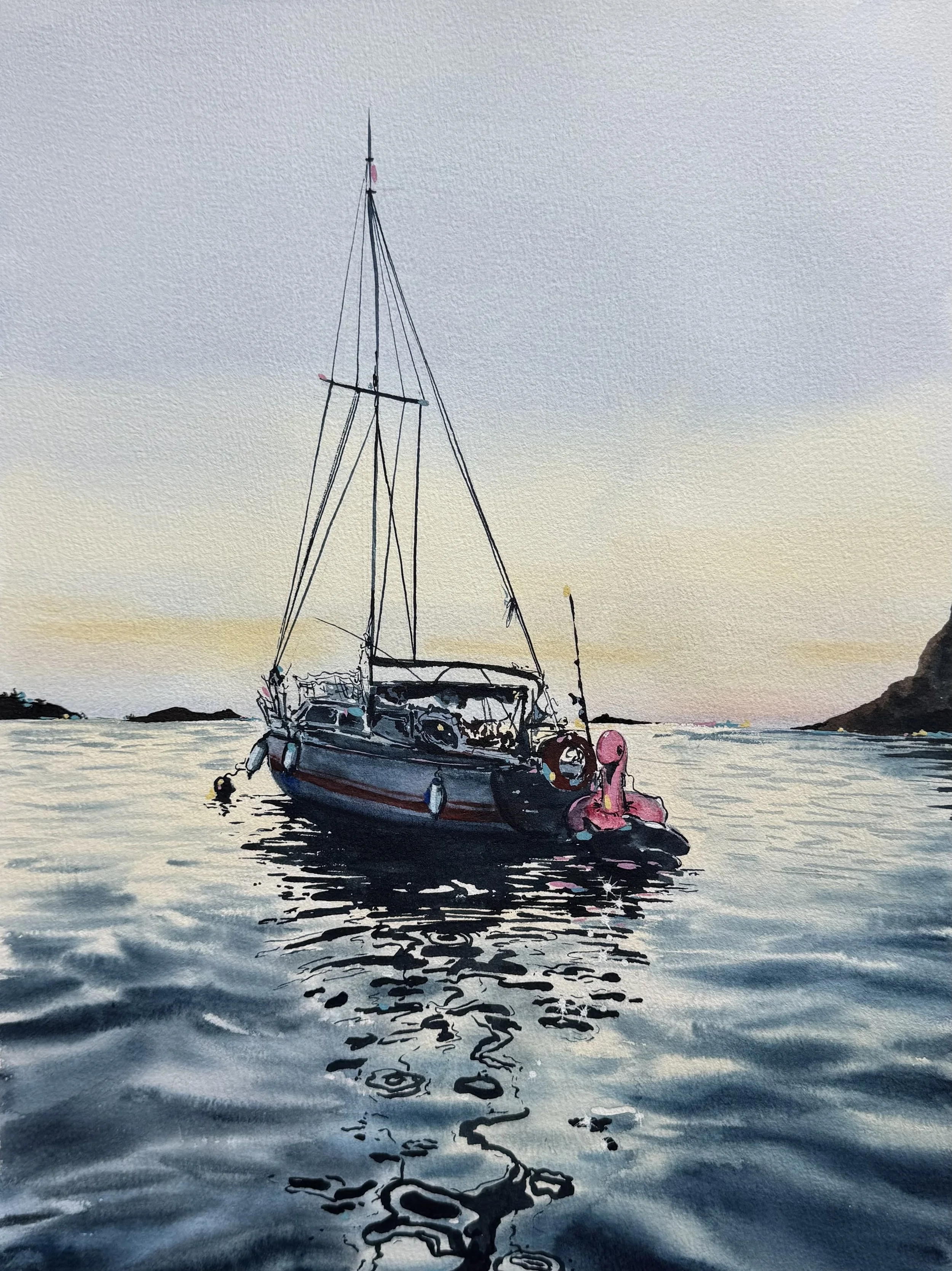 Boat with swim rings