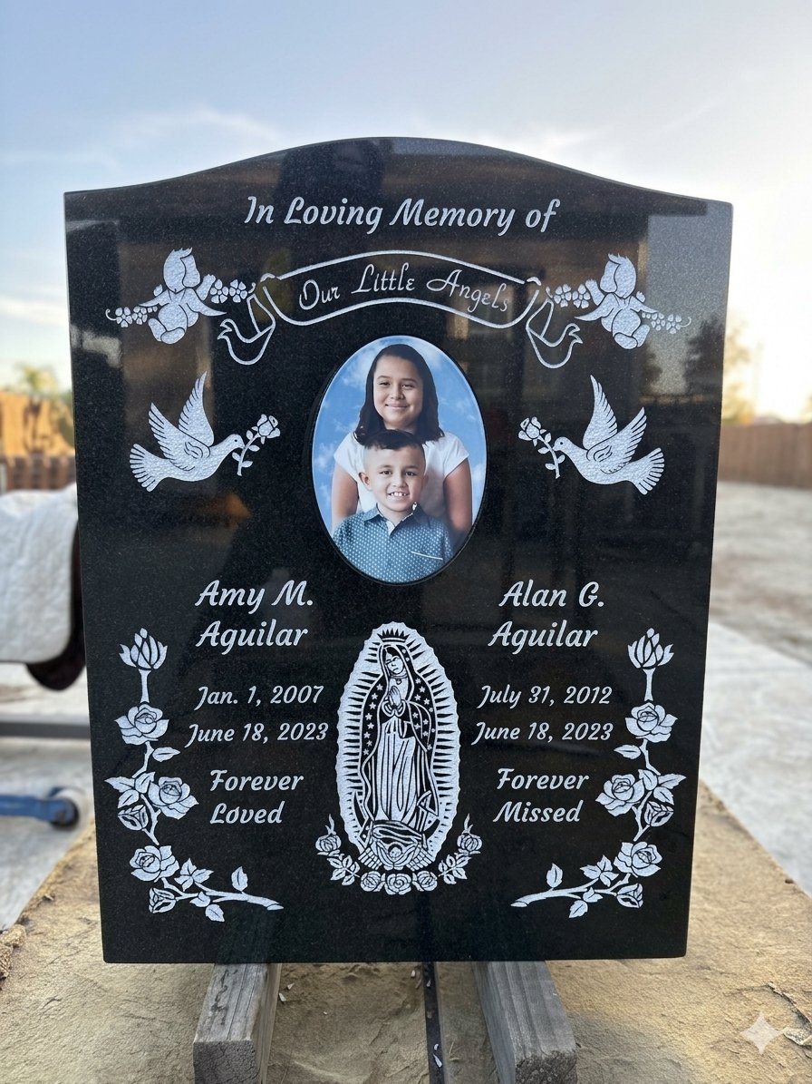 Personalized Black Granite Memorial Headstone