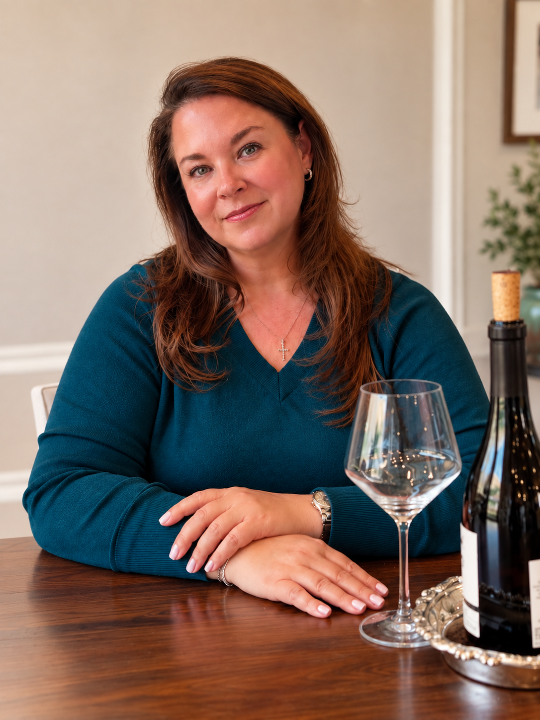 Trista Otto, founder of A Well-Poured Life, enjoying a glass of wine.