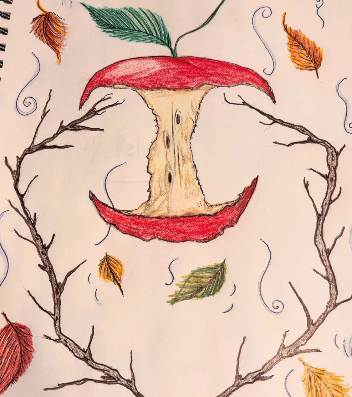 Apple, watercolor illustration by Emily Mizen