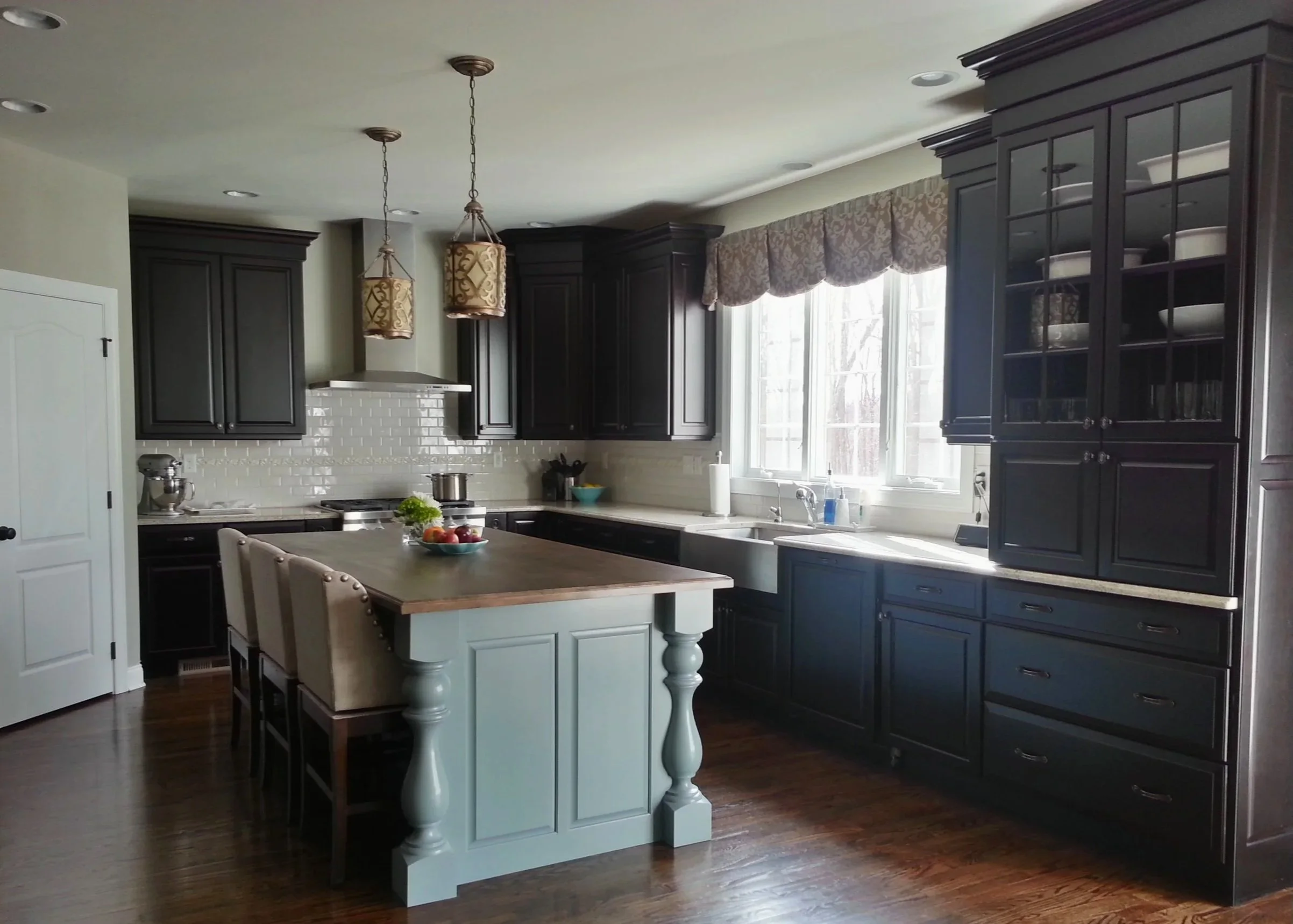 Custom cabinets and island