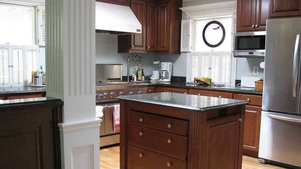 custom kitchen island and cabinets