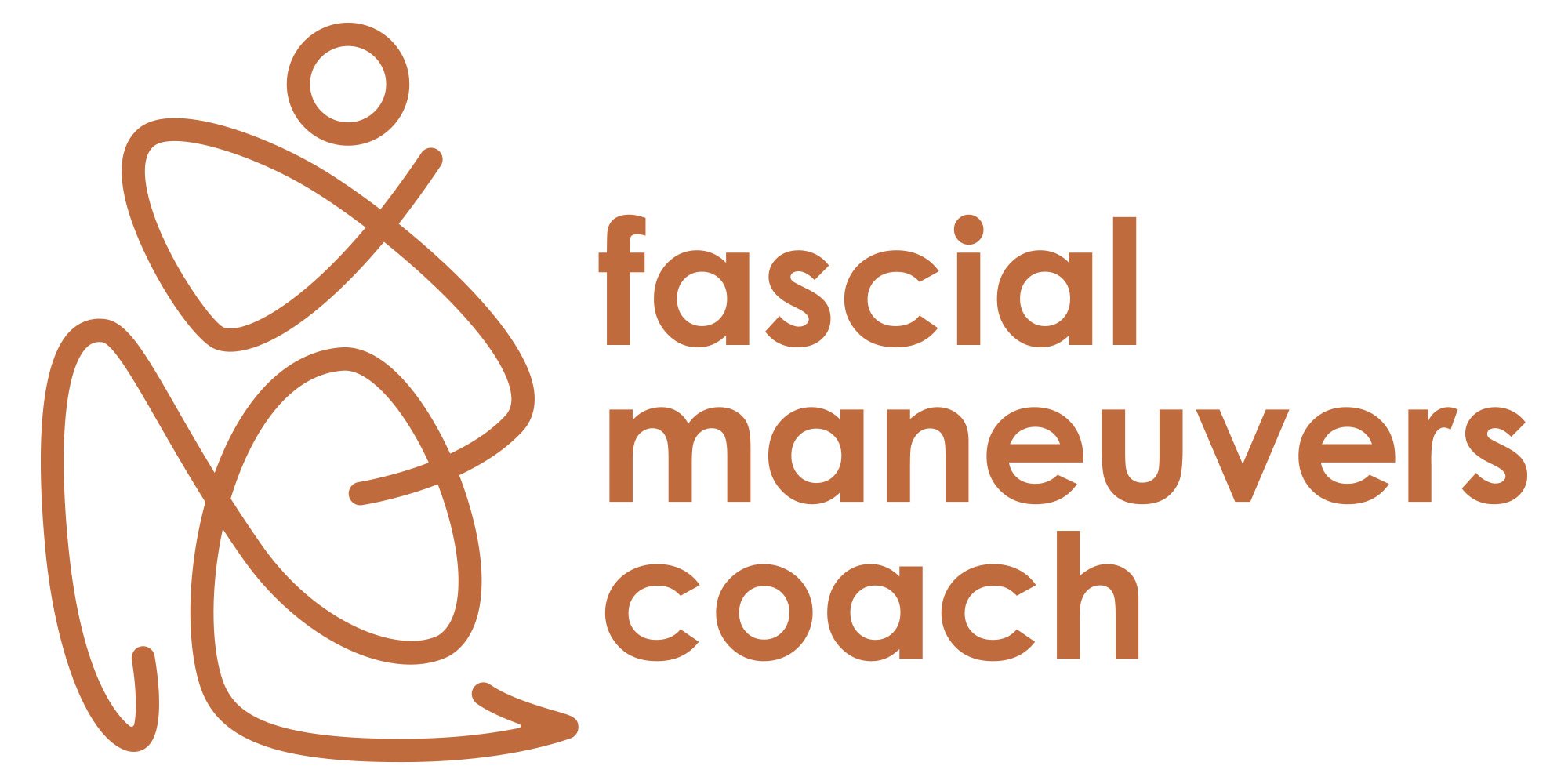 Line drawing of a person doing a fitness move, with the text 'fascial maneuvers coach' to the right.