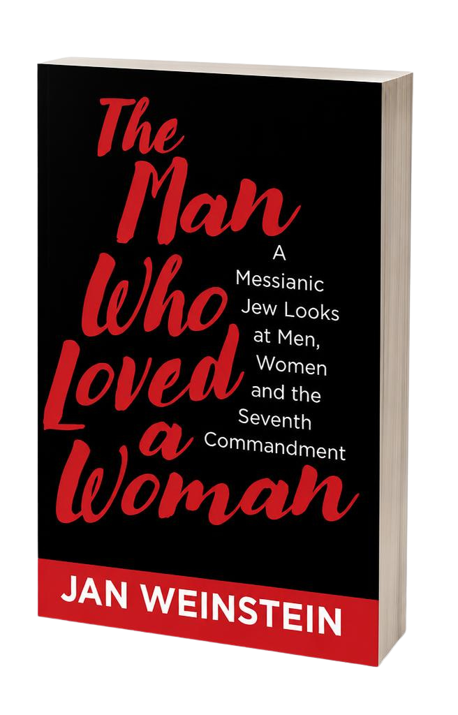 Cover of a book titled "The Man Who Loved a Woman" by Jan Weinstein, with a black background, red and white text.