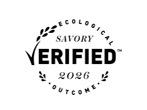 Ecological Savory Verified 2026 logo with laurel branches