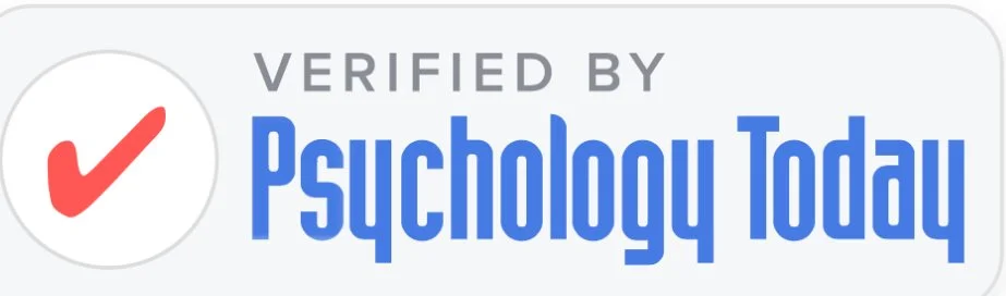 Verified by Psychology Today badge with a red checkmark and grey text.