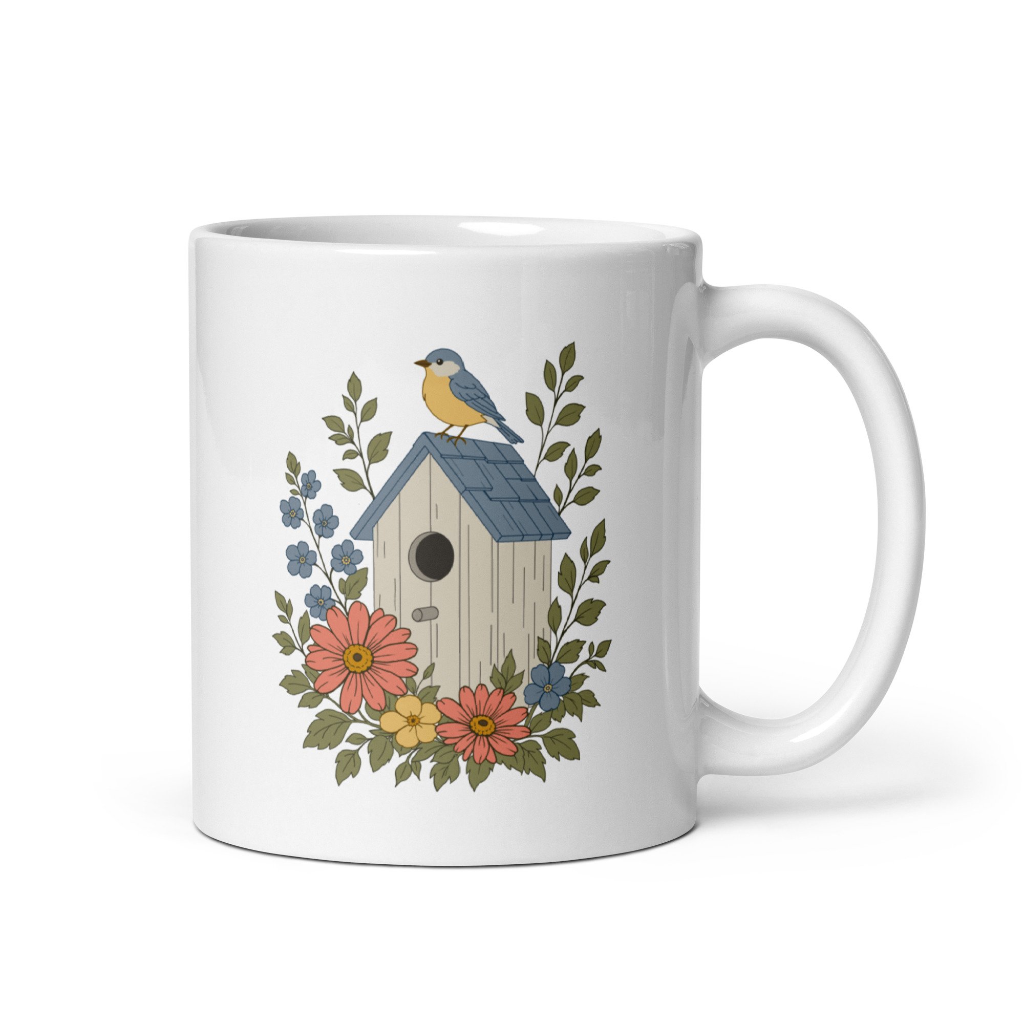 Sweet Bluebird on Birdhouse Mug