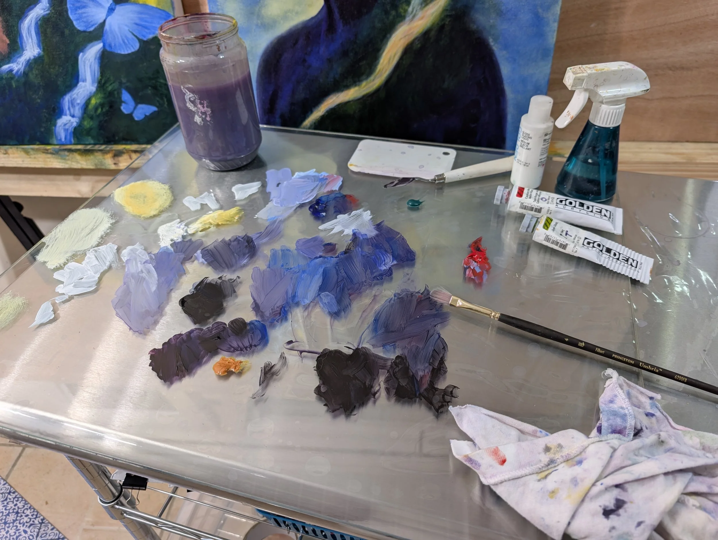 Paint palette with Golden acrylic paints