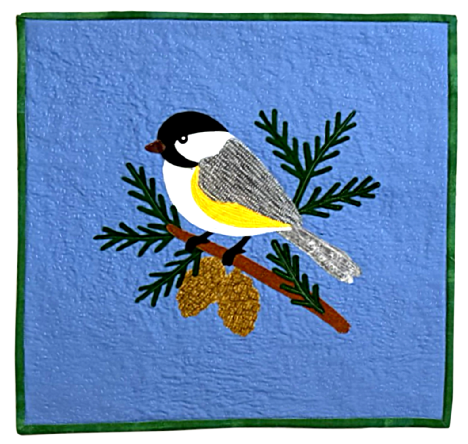 Chicadee on a Pine Bough 17" x 17"