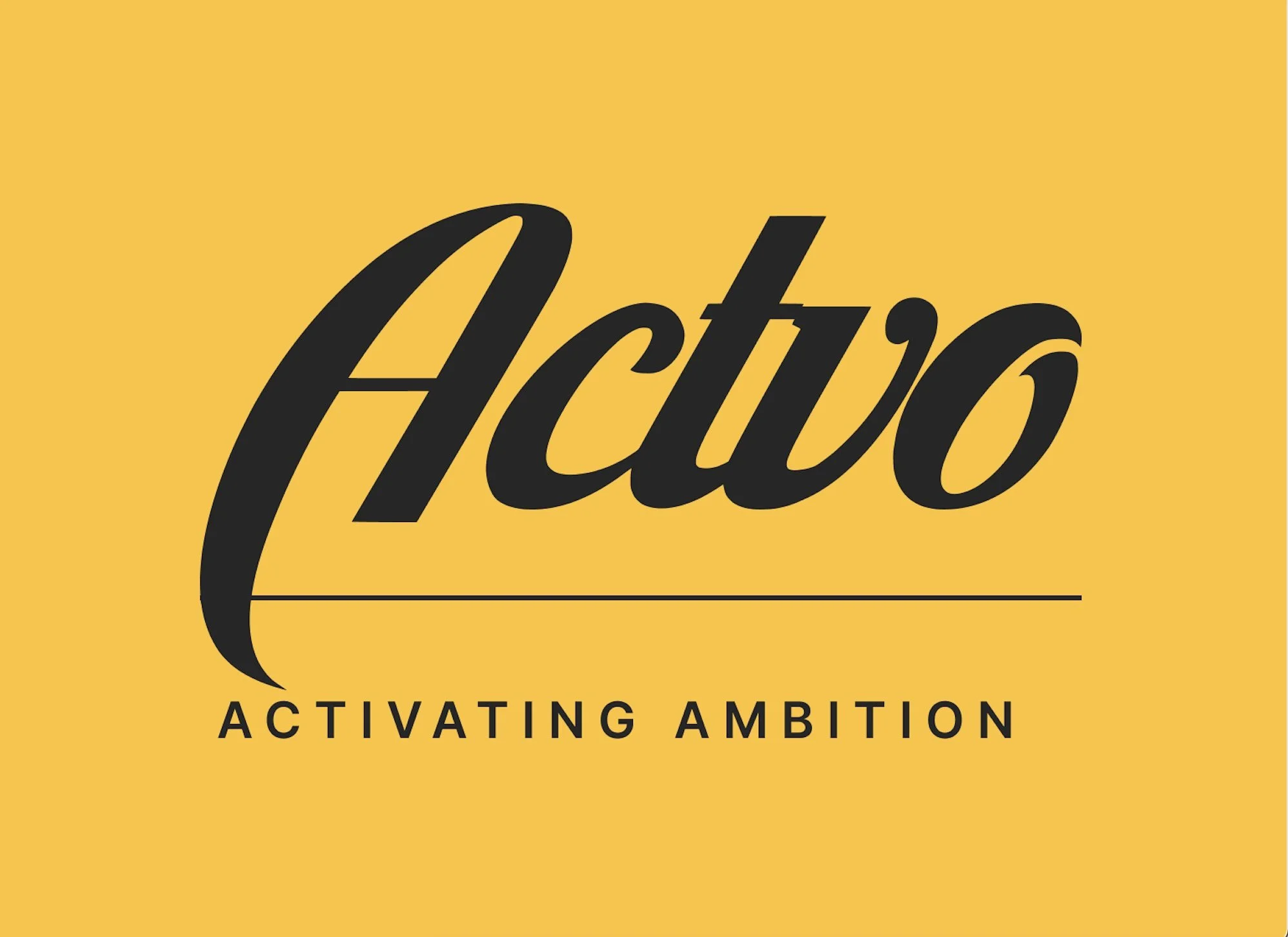 The image features a yellow background with the words 'fetto' in large black cursive font. Below, it says 'ACTIVATING AMBITION' in smaller black uppercase letters.
