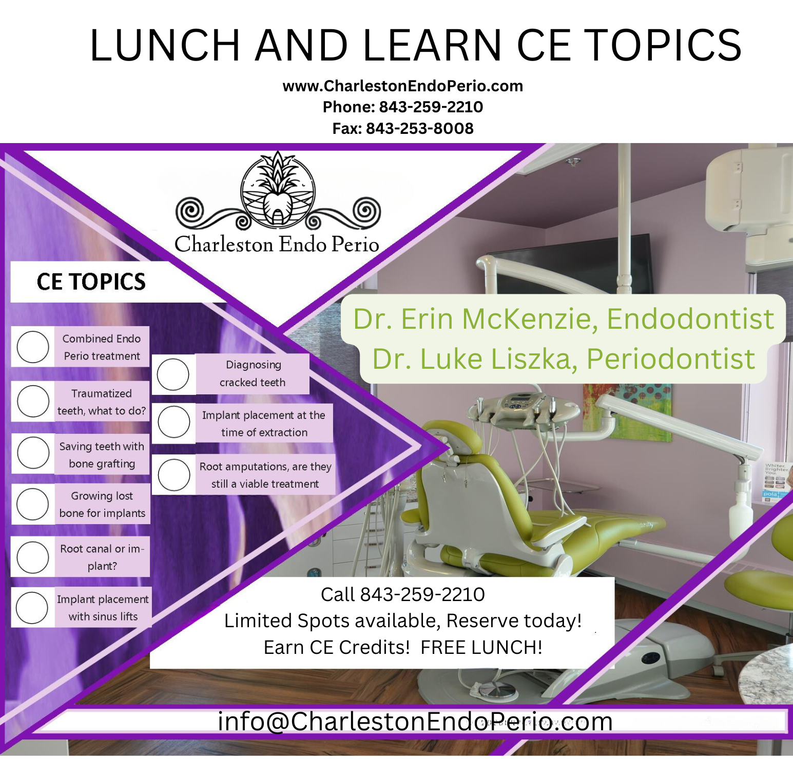 Charleston Endo Perio Launch and Learn topics