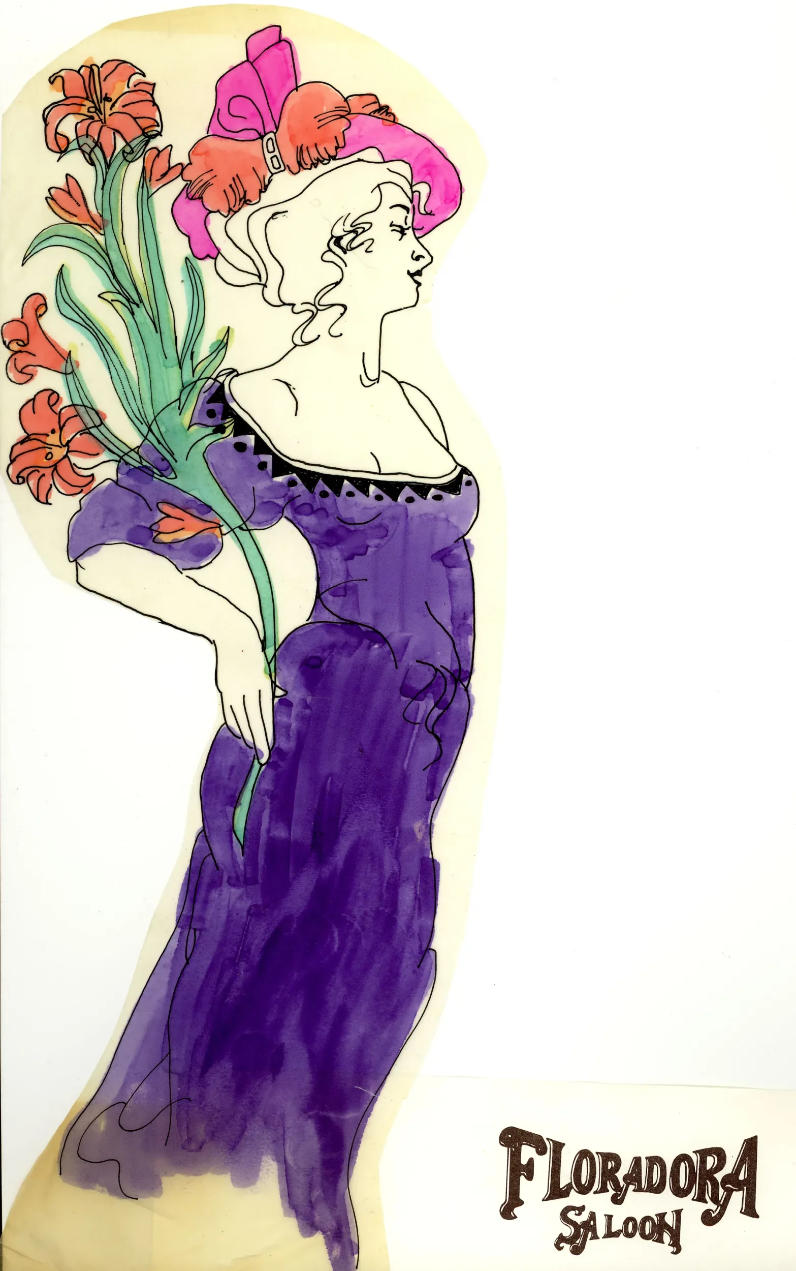 Floradora Saloon watercolor concept logo in Siloam Springs, Arkansas.
