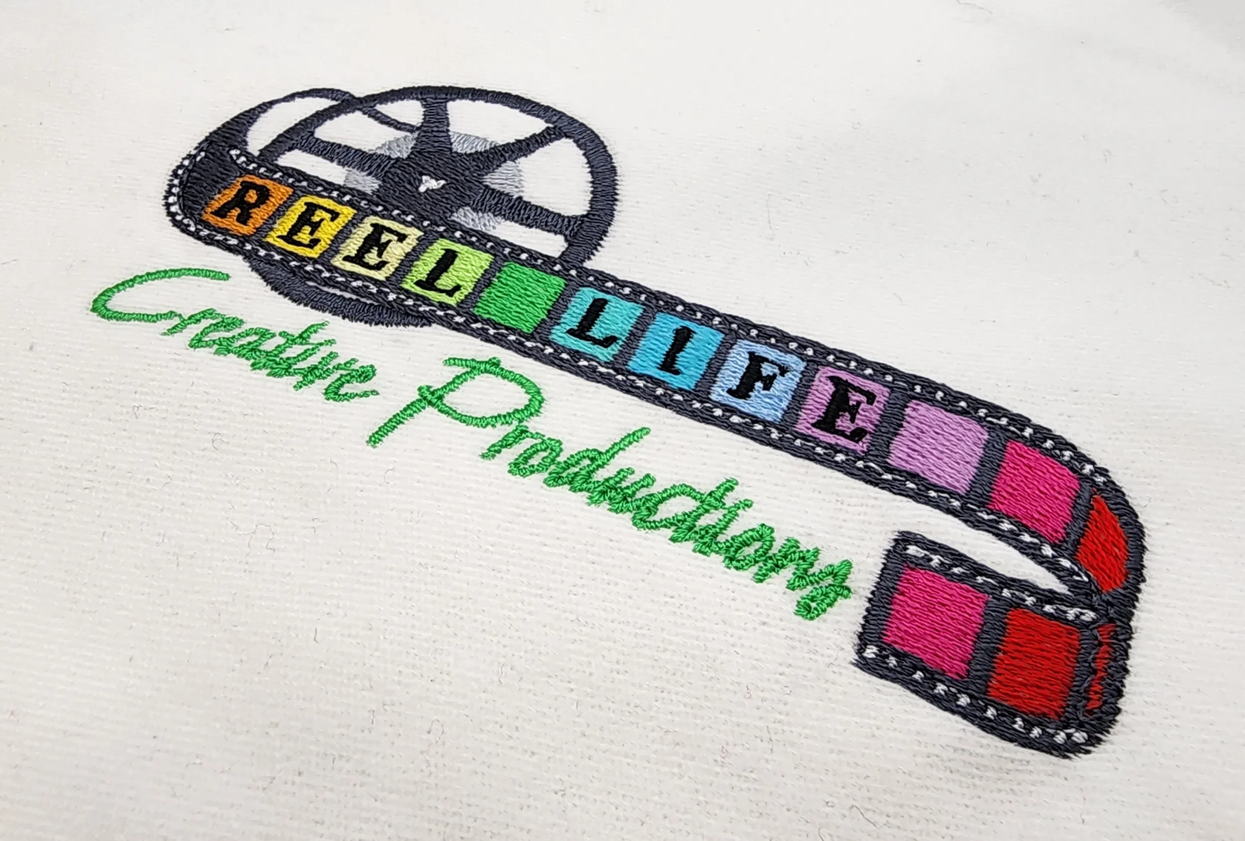 Image of Reel Life custom embroidery.